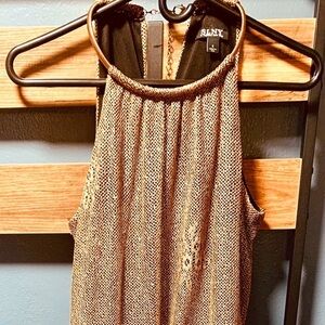 Women's Halter Crochet Fringe Hem Sexy Metallic Dress